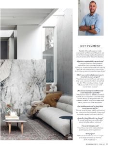 Joey Pamment Director of Pamment Projects building company, an article of sustainability for Belle magazine