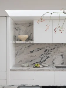 Pamment Projects Paddington Terrace White Kitchen Joinery Marble Splashback